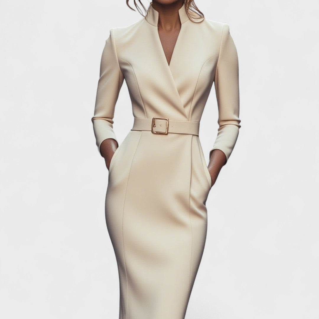 Mandarin – Elegant Dress with Belt and Collar