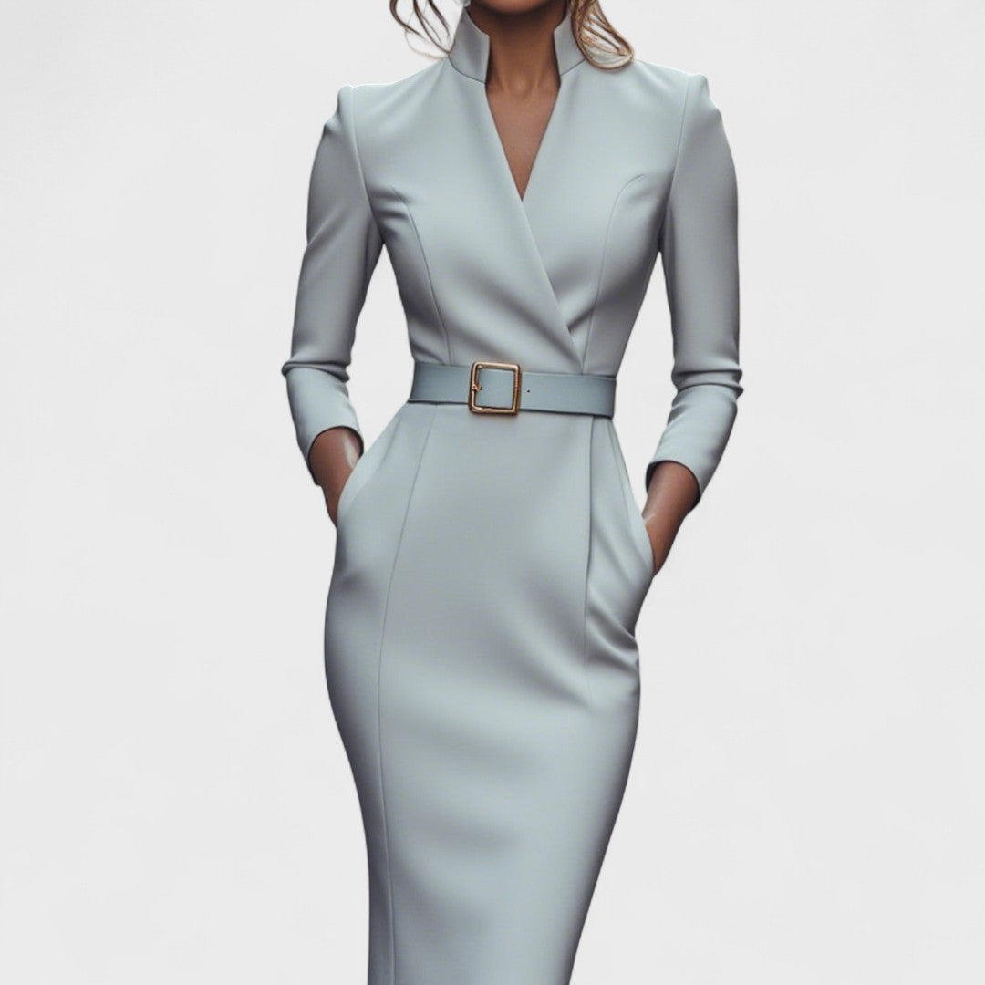 Mandarin – Elegant Dress with Belt and Collar