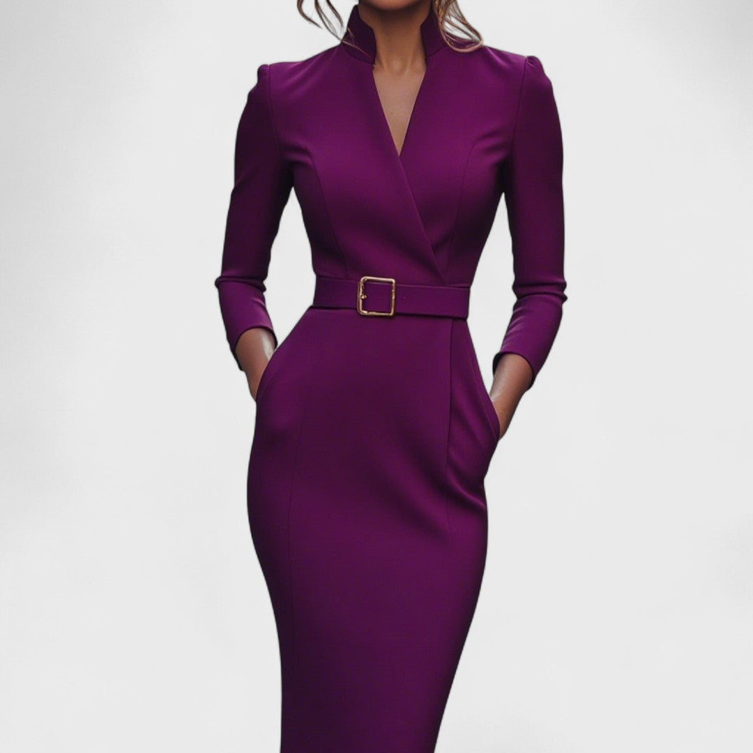 Mandarin – Elegant Dress with Belt and Collar