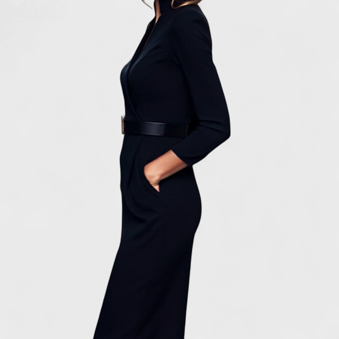 Mandarin – Elegant Dress with Belt and Collar