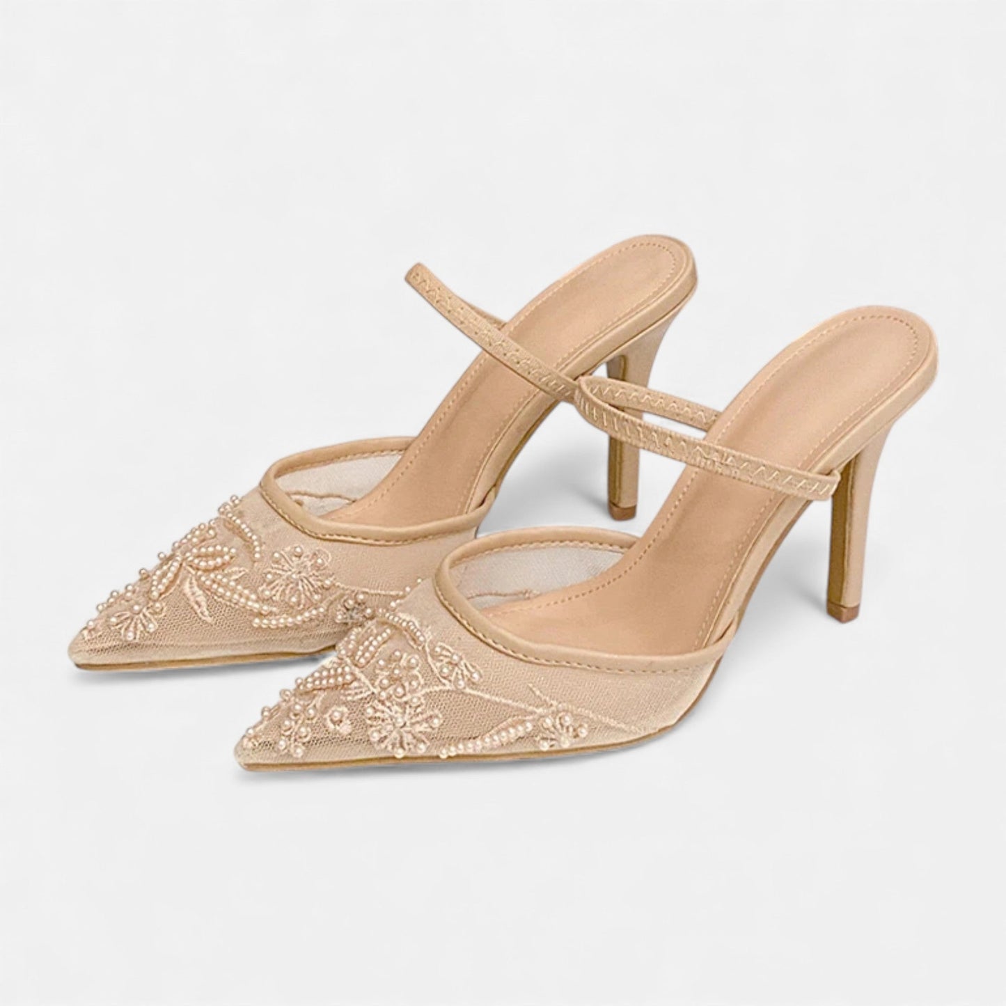Women’s Embroidered Mesh Heels