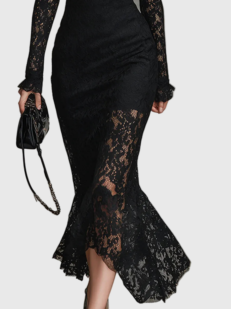 Lace Fishtail Maxi Dress