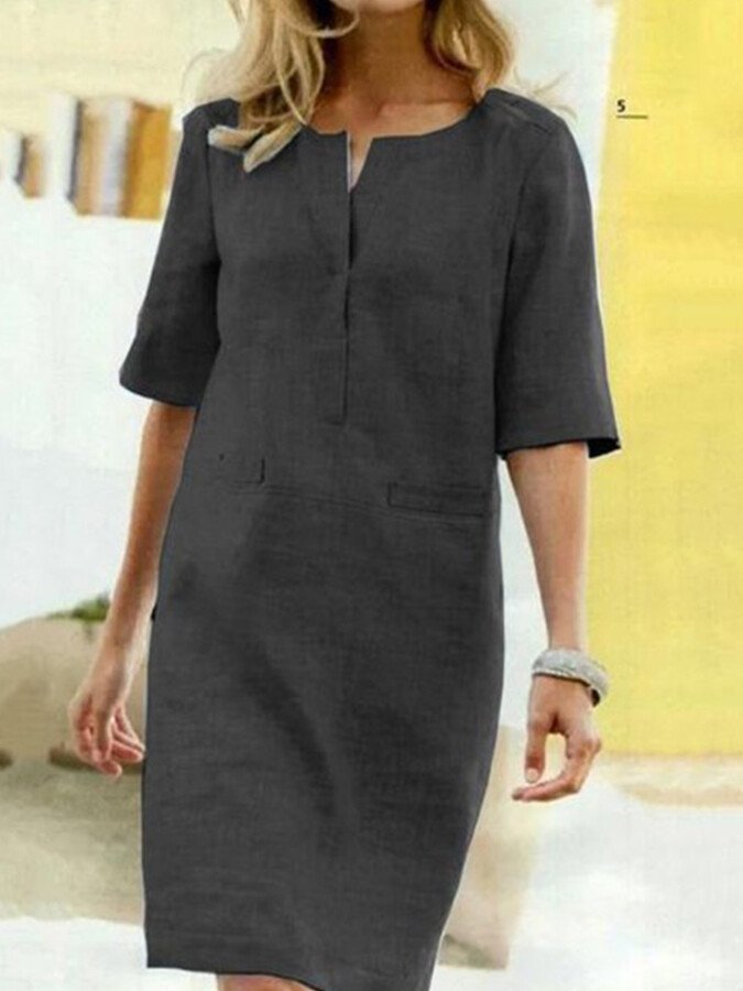 Anaïs - Cotton Blend Dress with Short Sleeves
