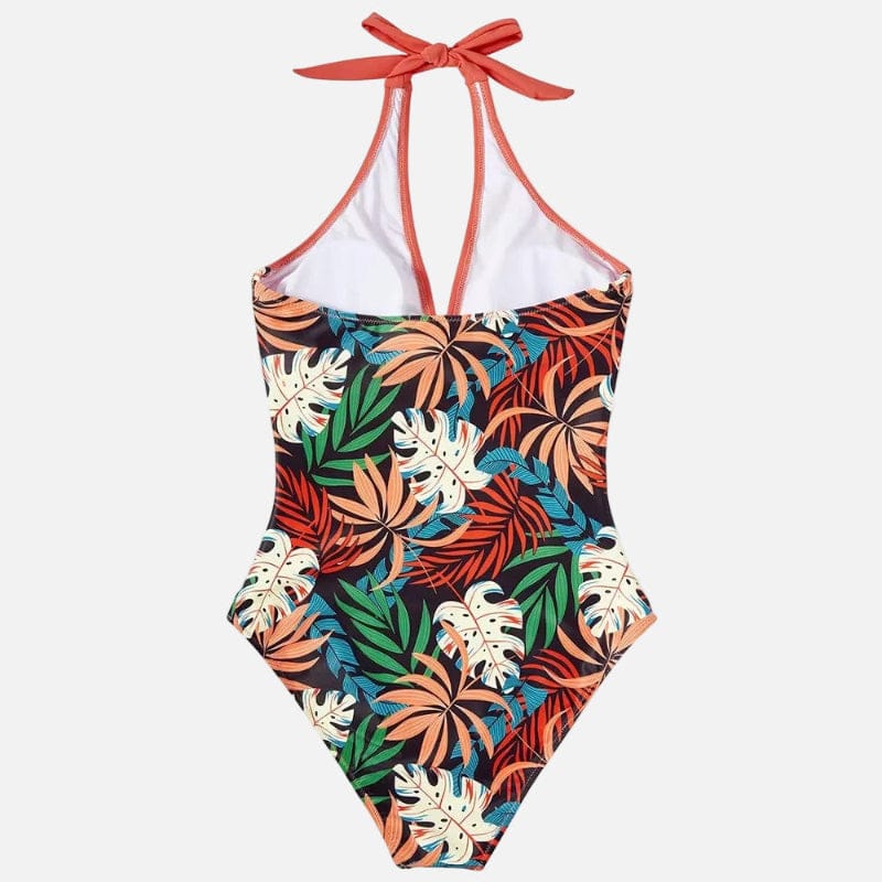 Tropical Twist Front Halter One-Piece Swimsuit