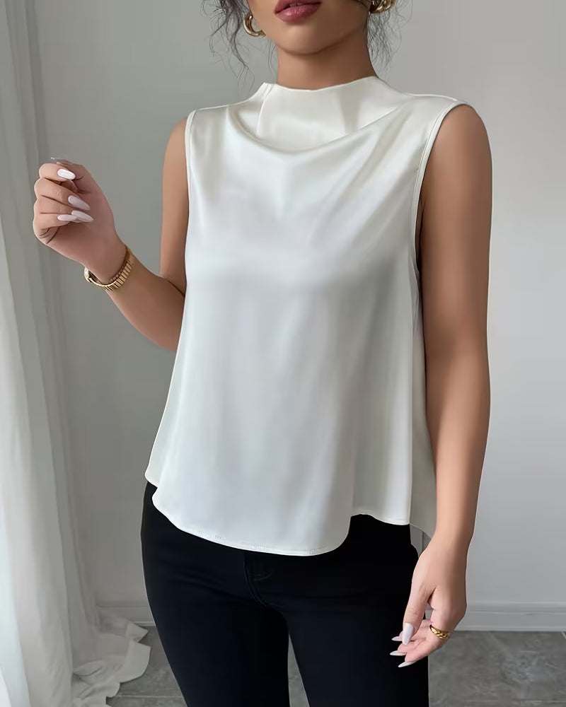 Women's Fitted Tank Top – Asymmetrical V-Back Design for Casual Wear