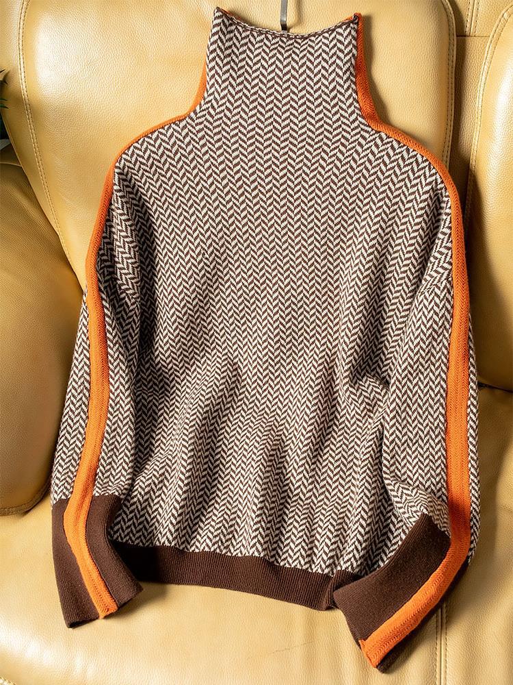 Malou™ | Turtleneck Sweater with Bold Contrasting Stripes