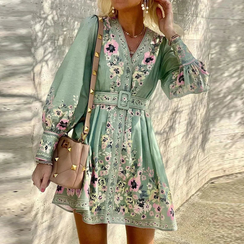 Lyra | A-Line Mini Dress with V-Neck