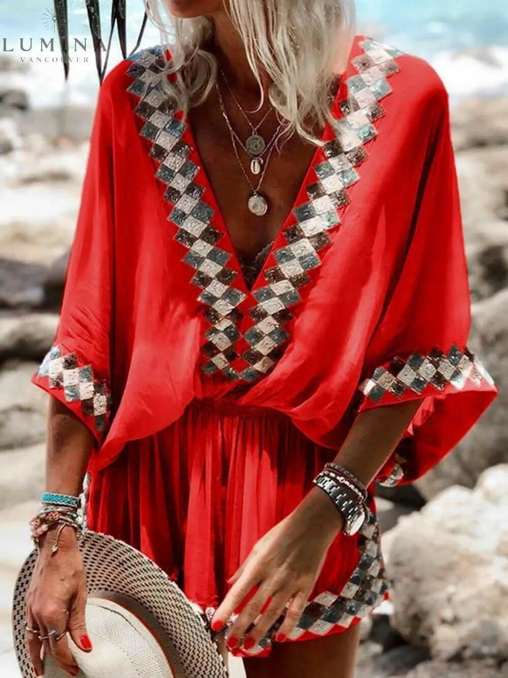 Miriam - Loose Beach Long Sleeve Romper