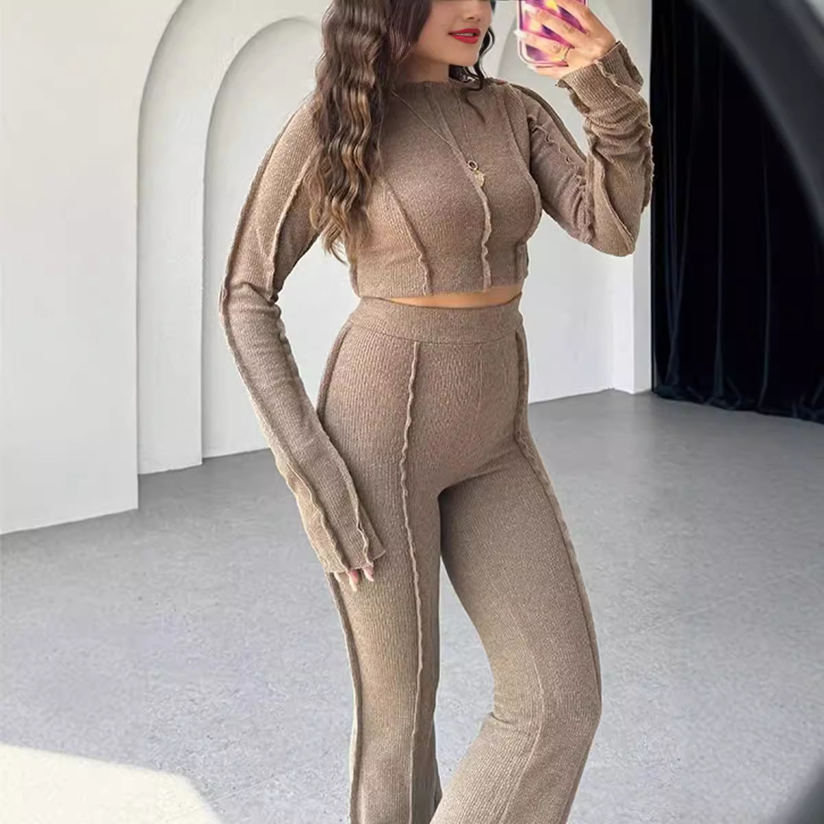 Sienna | Women's Cropped Long Sleeve Two-Piece Set