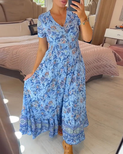 V-neck dress with floral pattern