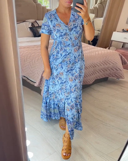 V-neck dress with floral pattern