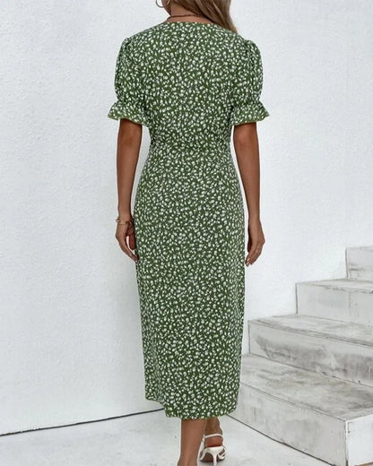 Rosa | Stylish Floral Print V-Neck Wrap Dress