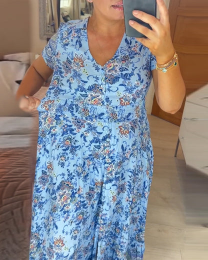 V-neck dress with floral pattern