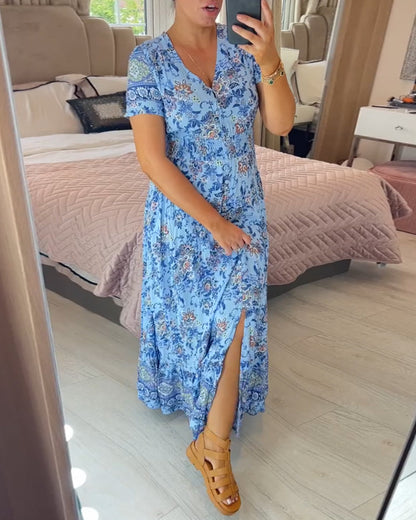 V-neck dress with floral pattern
