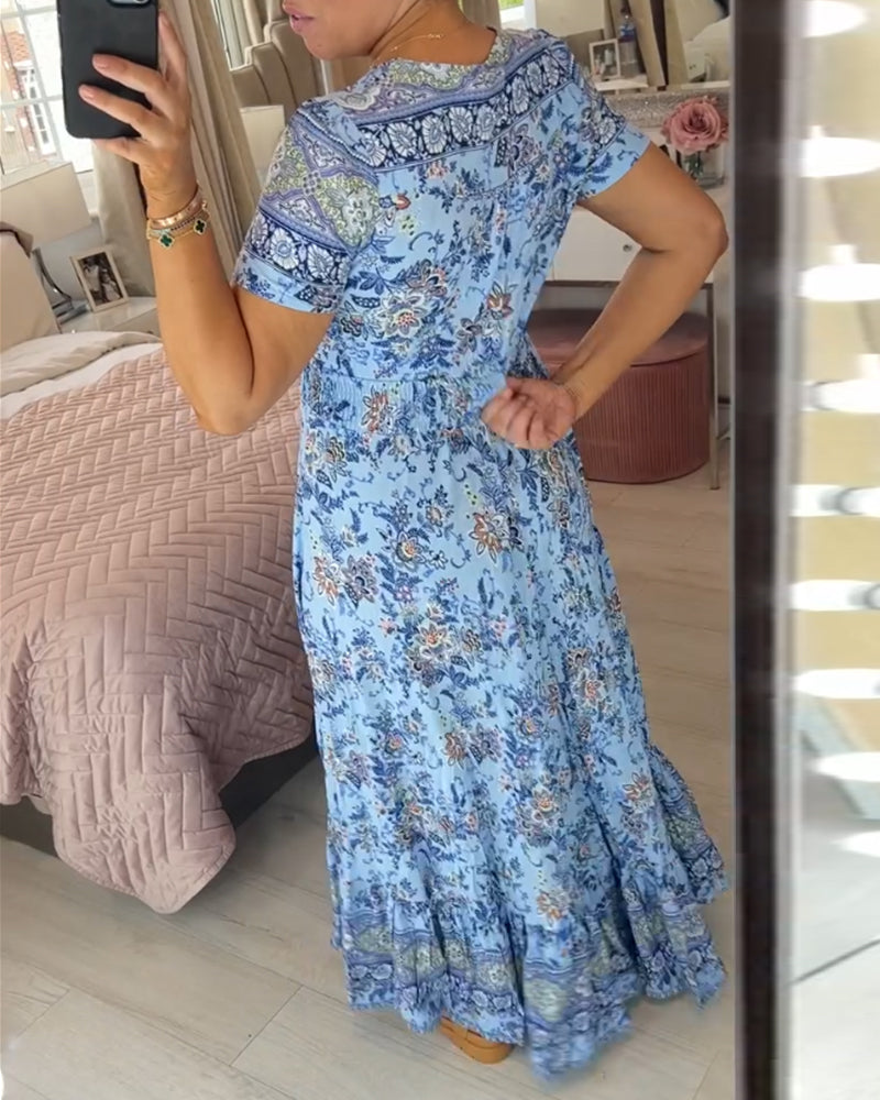 V-neck dress with floral pattern