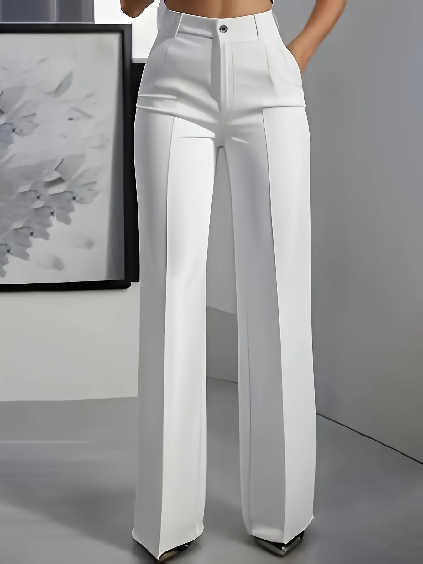 High-Waisted Women's Trousers with Elastic Waistband