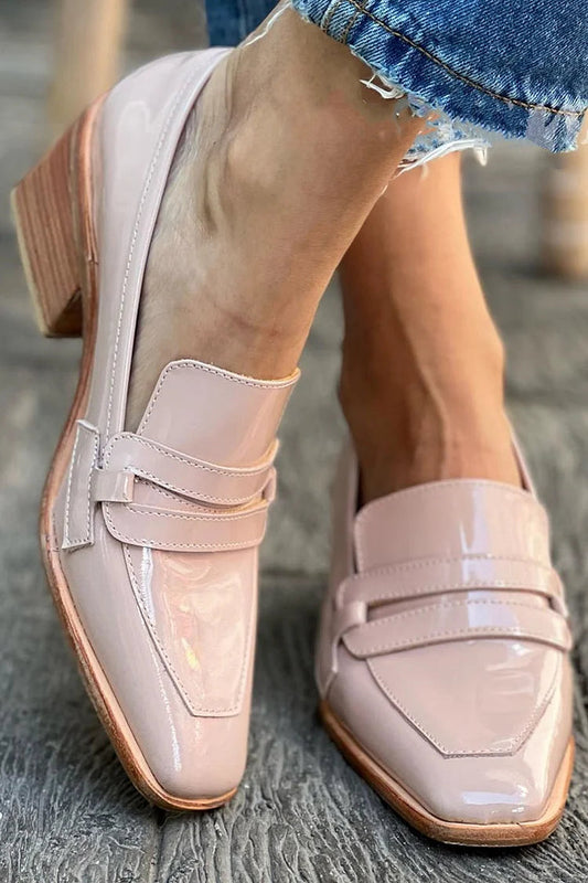 MOCASSINS WITH WIDE HEEL SHINY