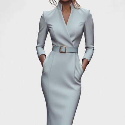 Mandarin – Elegant Dress with Belt and Collar