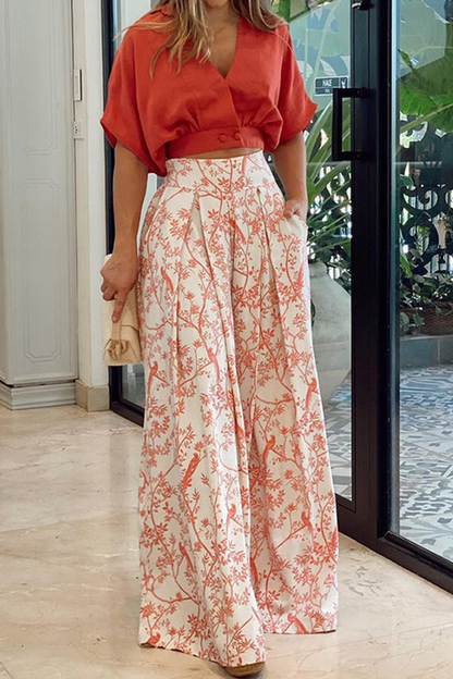 Geneviève | Women's Two-Piece Set - Top and Palazzo Pants