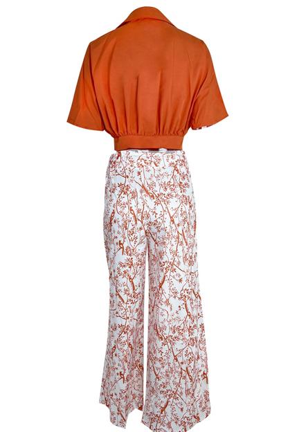 Geneviève | Women's Two-Piece Set - Top and Palazzo Pants