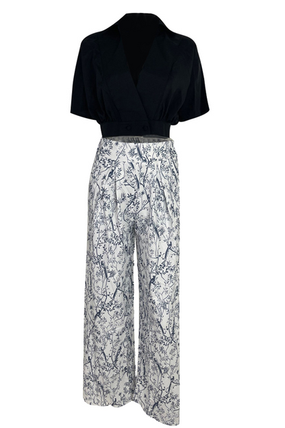 Geneviève | Women's Two-Piece Set - Top and Palazzo Pants
