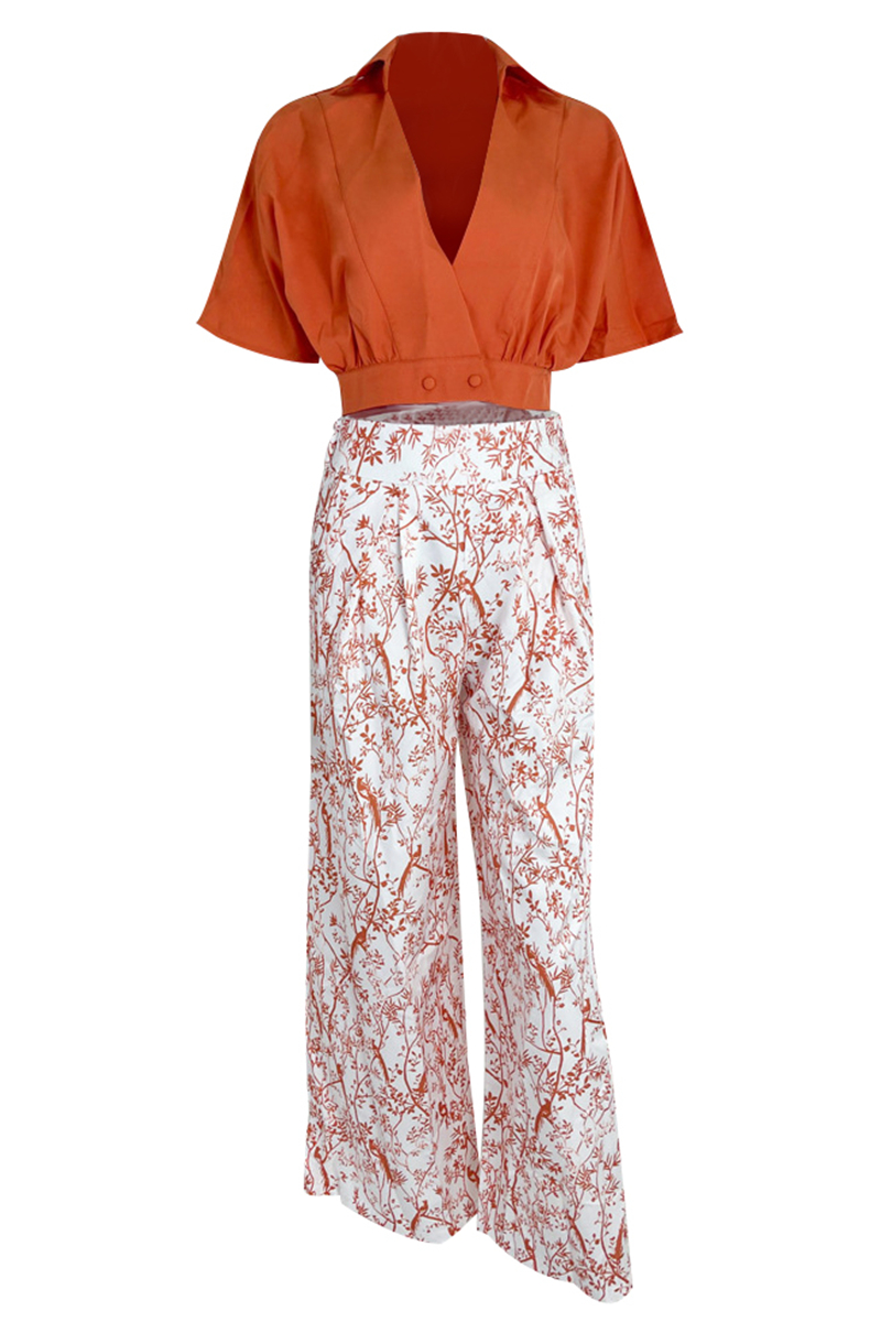 Geneviève | Women's Two-Piece Set - Top and Palazzo Pants