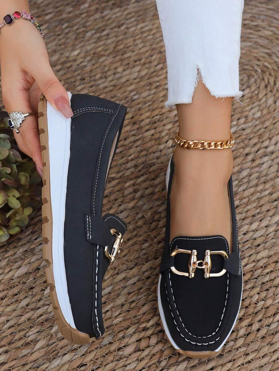 Hazzie | Women's Chain Bit Slip-On Loafers Casual Flat Shoes