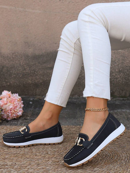 Hazzie | Women's Chain Bit Slip-On Loafers Casual Flat Shoes