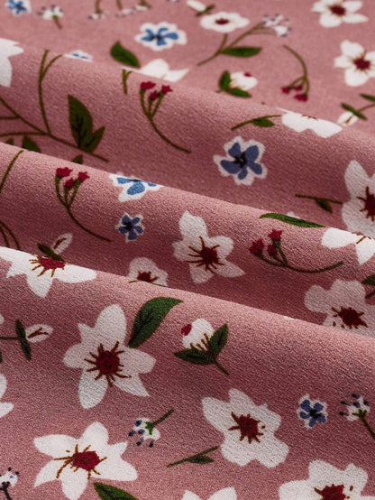 Flora | Women's Floral Print Bishop Sleeve Smocked Waist Maxi Dress