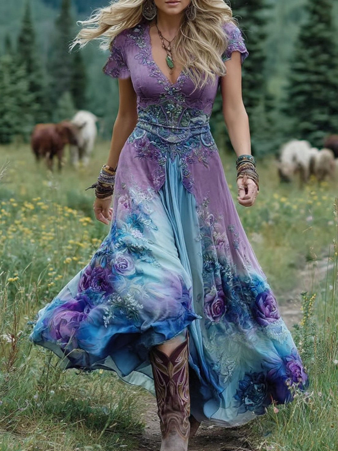 Women's Dress | Gradient Maxi Length