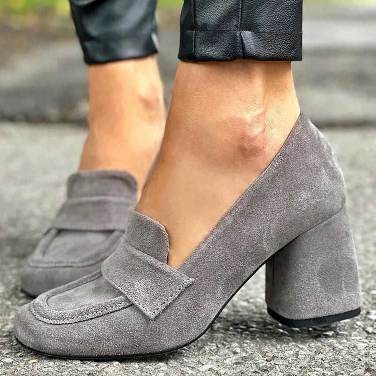 Loafers For Women | Rounded Toe Block Heel