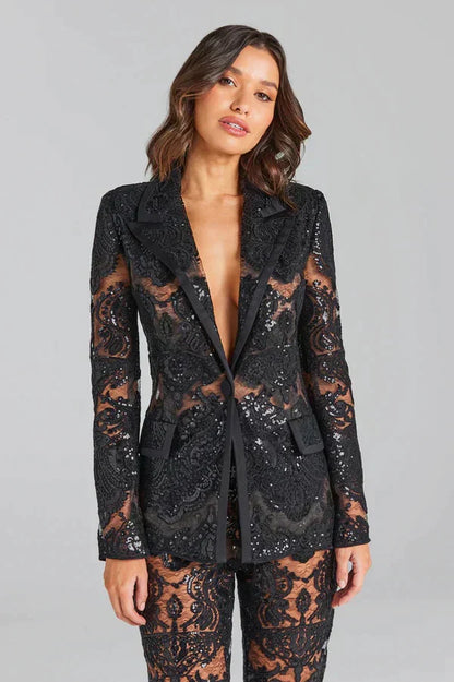 Women’s Two-Piece Set with Blazer and Trousers | Sequin Detail