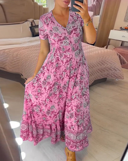 V-neck dress with floral pattern