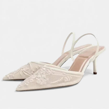 Women’s Embroidered Mesh Heels