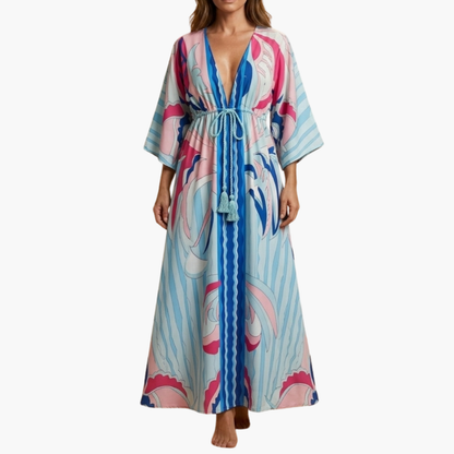 Colorful Summer Dress - Women's Maxi Dress with Floral Print