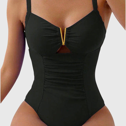 Women's Tailored Swimsuit – With V-Neck, Suitable for Summer and Beach Use