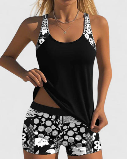 Ladies High-Waisted Tankini – Suitable for Summer, with Adjustable Straps and Support