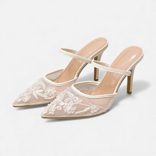 Women’s Embroidered Mesh Heels