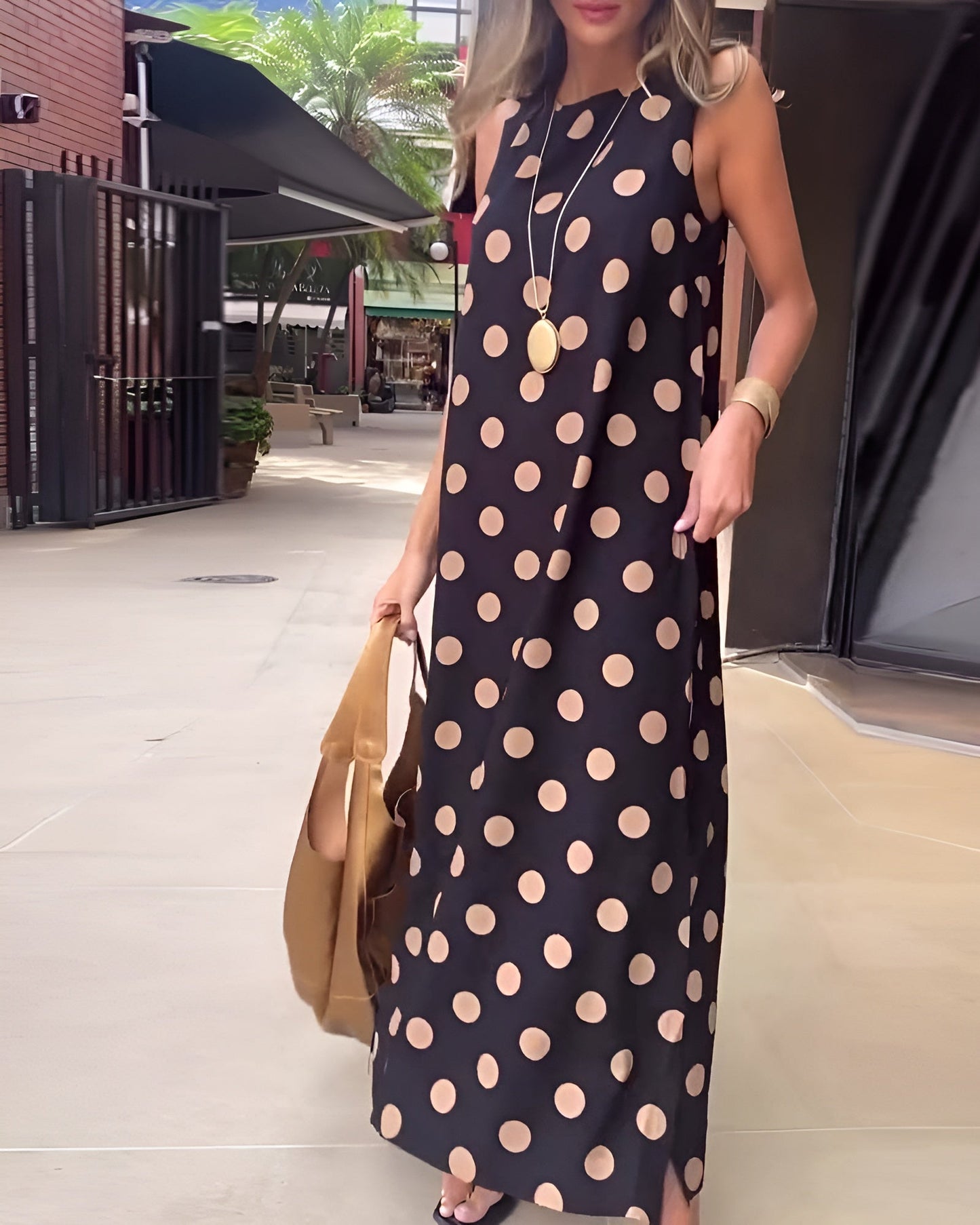 Harper | Women's Polka Dot Tummy Control Flowy Maxi Dress Cocktail