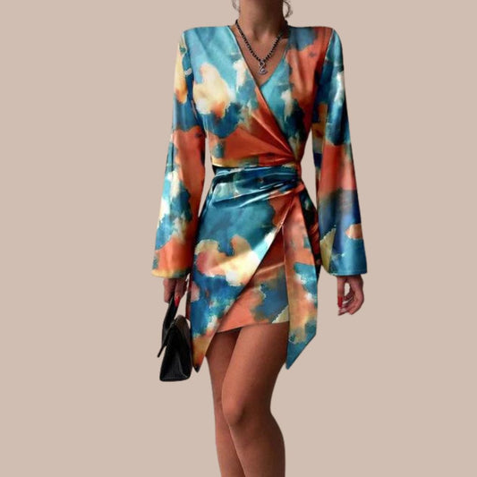 Spencer | Women's Abstract Marble Print Wrap Dress