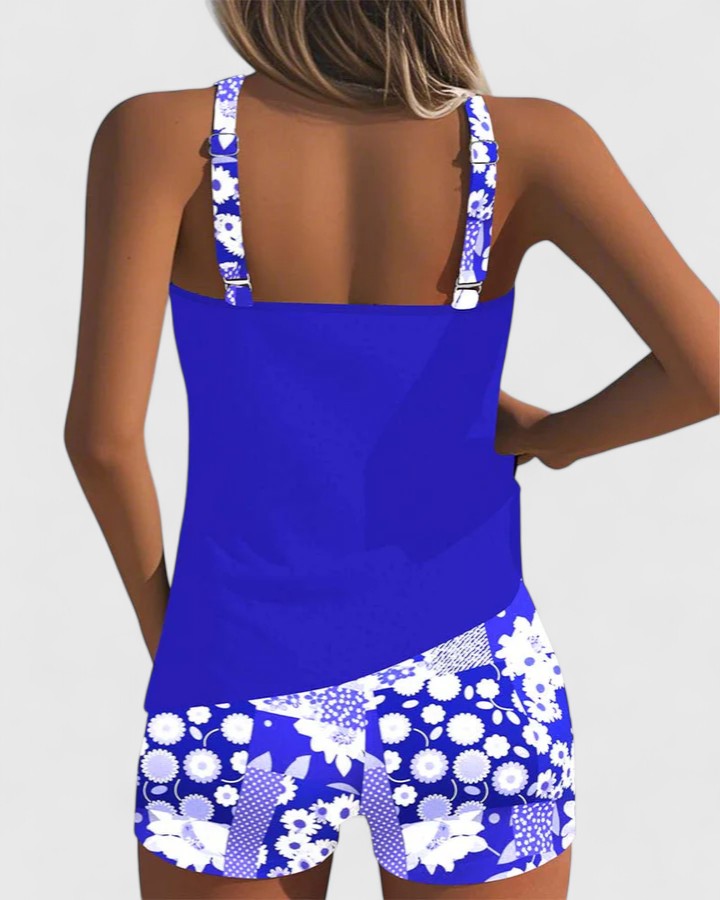Ladies High-Waisted Tankini – Suitable for Summer, with Adjustable Straps and Support