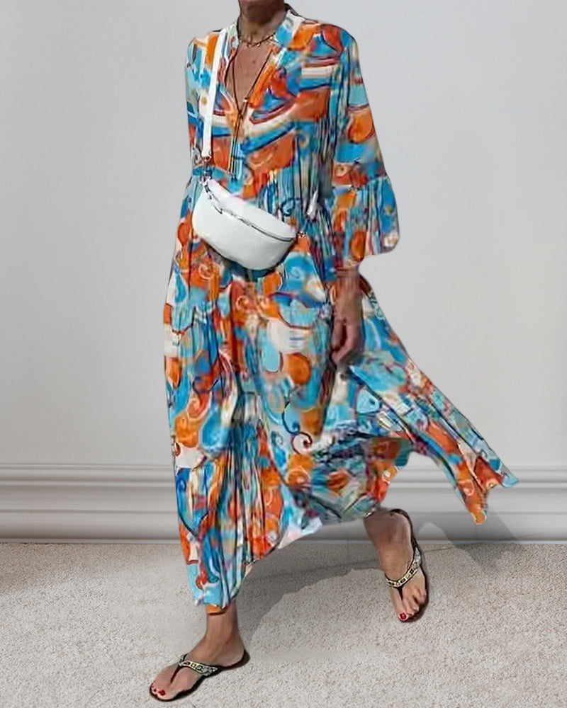 Dress with Ruffle Sleeve and V-Neck