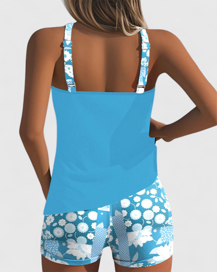 Ladies High-Waisted Tankini – Suitable for Summer, with Adjustable Straps and Support