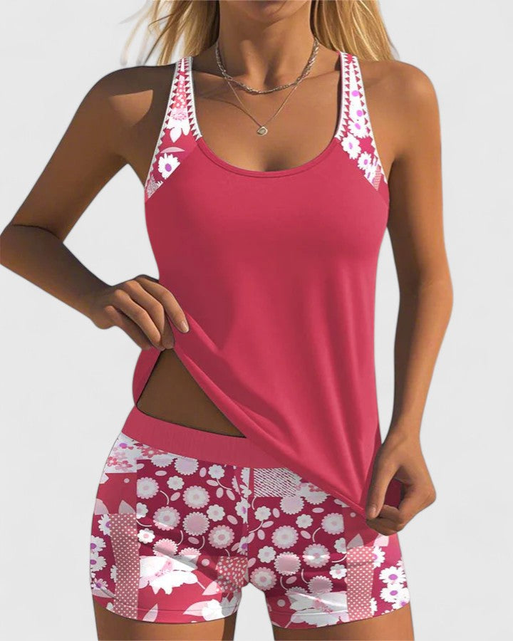 Ladies High-Waisted Tankini – Suitable for Summer, with Adjustable Straps and Support