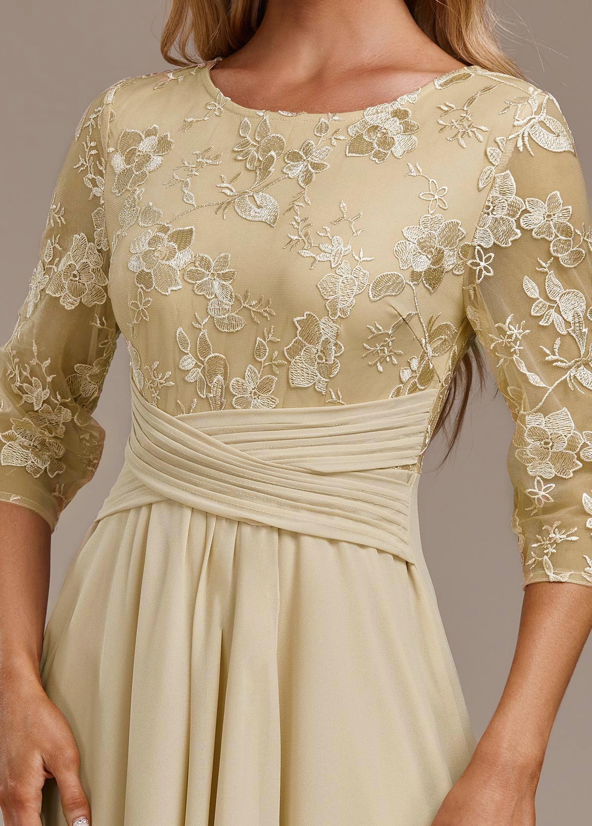 Women’s Dress | Midi Chiffon Skirt with Floral Lace Detail