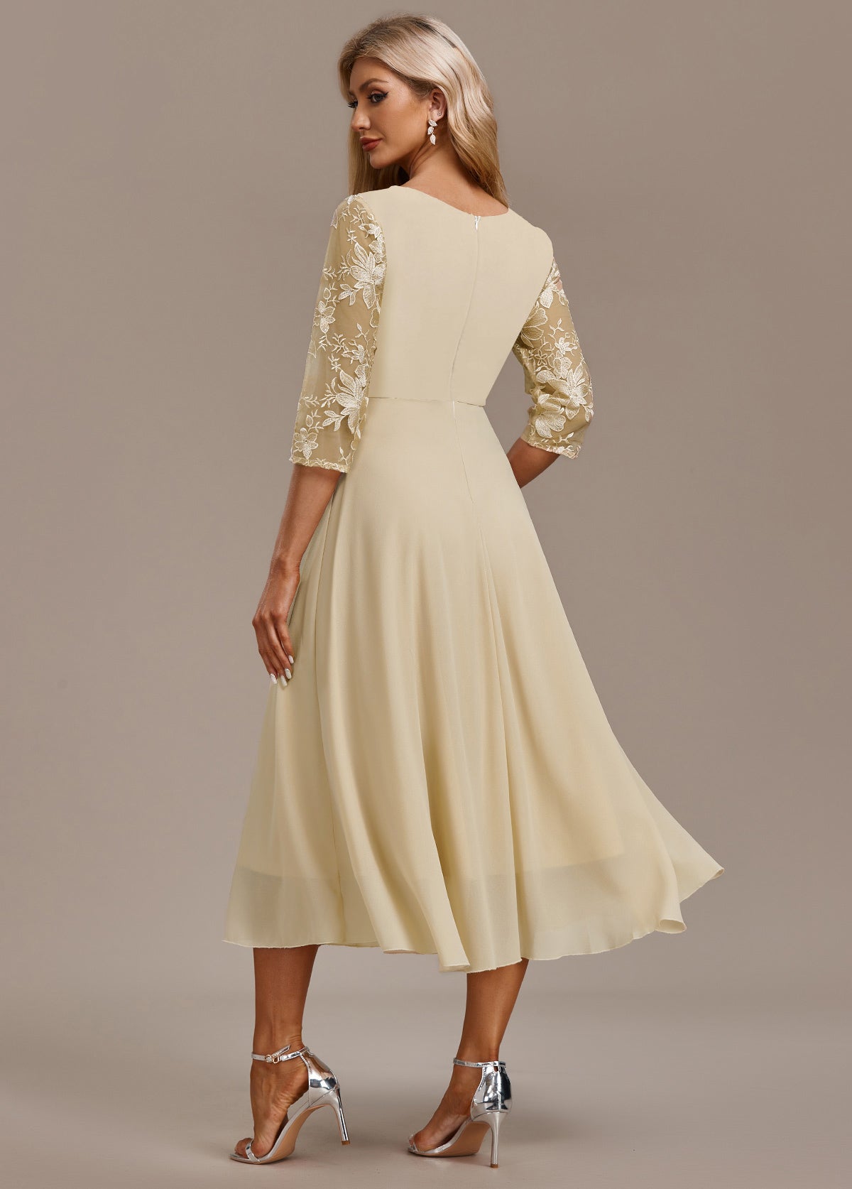 Women’s Dress | Midi Chiffon Skirt with Floral Lace Detail