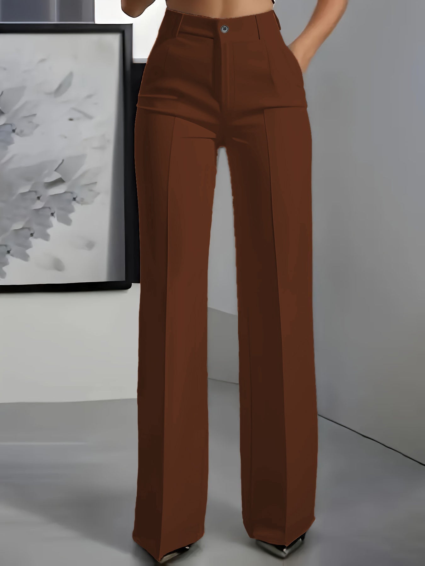 High-Waisted Women's Trousers with Elastic Waistband