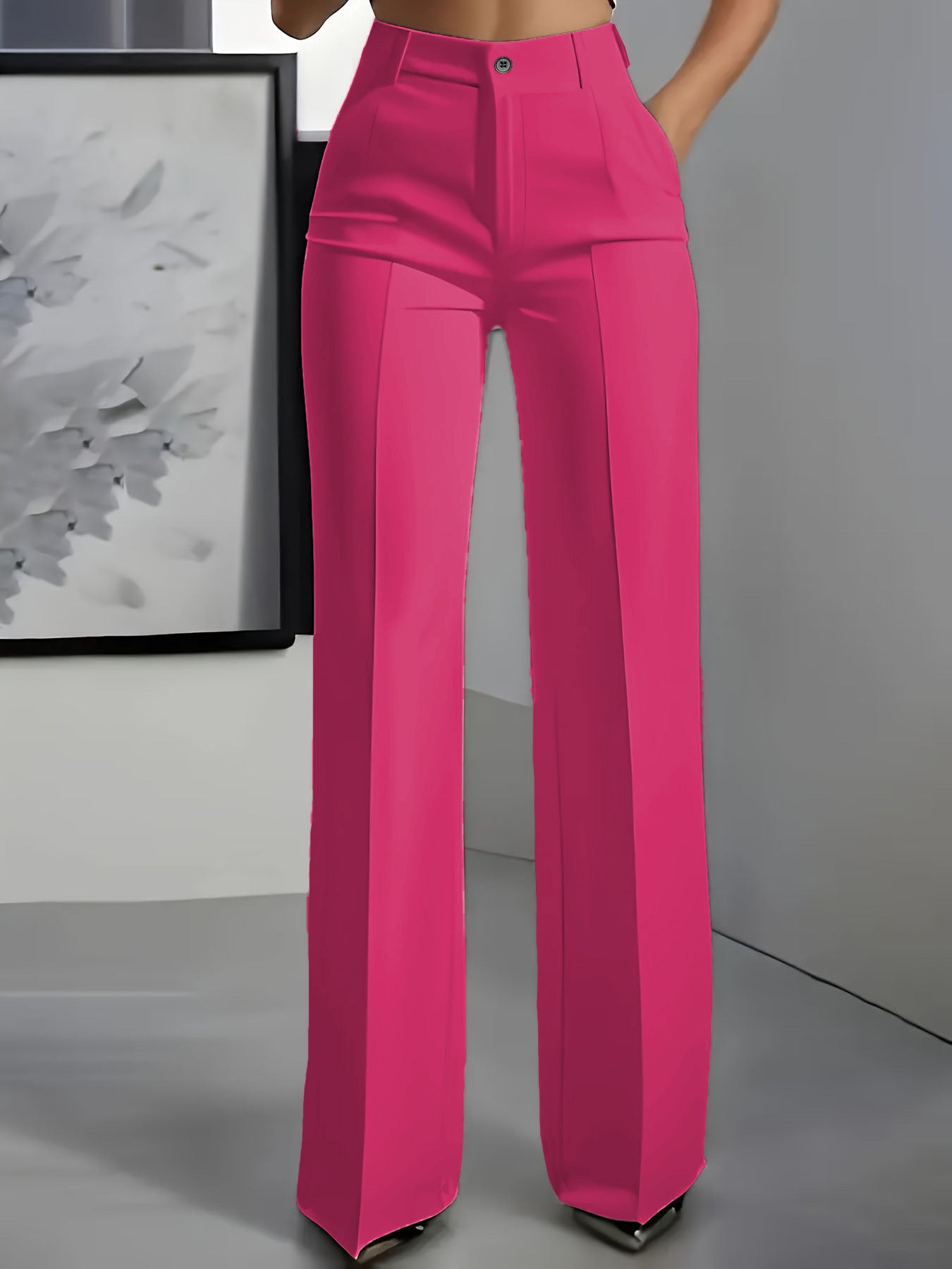 High-Waisted Women's Trousers with Elastic Waistband