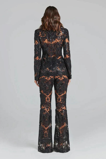 Women’s Two-Piece Set with Blazer and Trousers | Sequin Detail