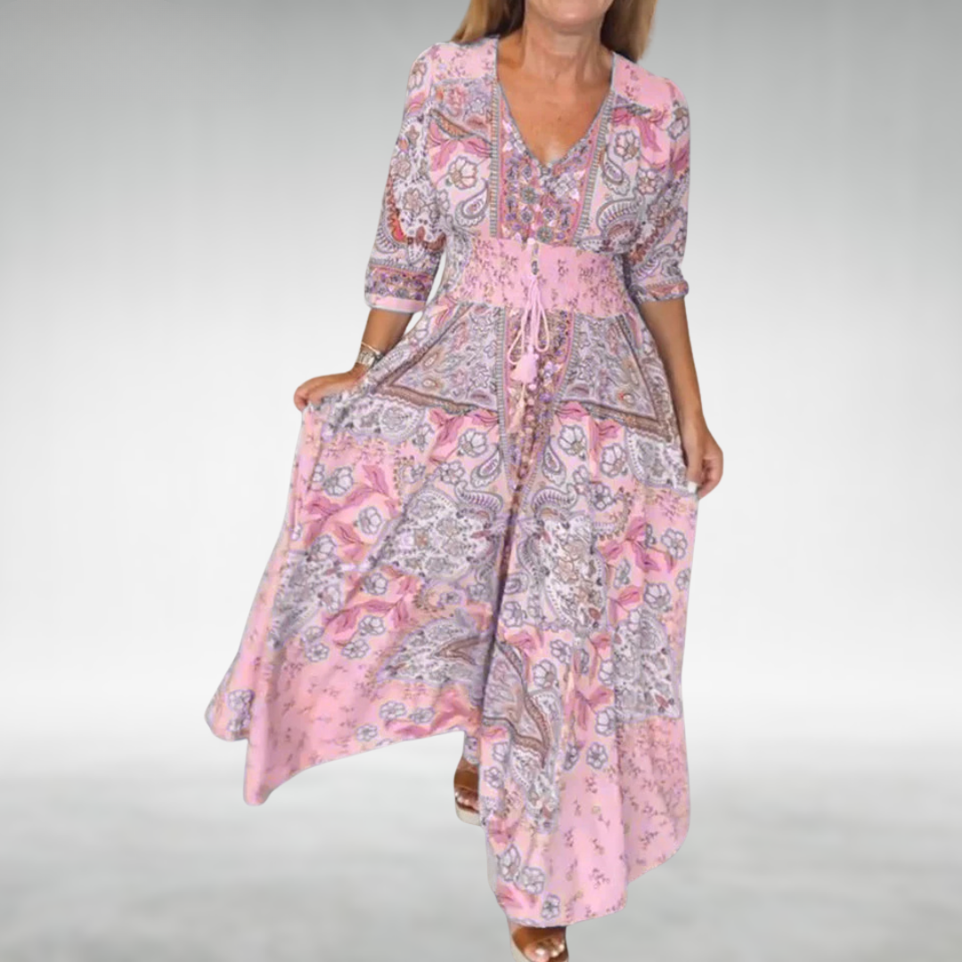 Flora | Women's Boho Flowy Draped Maxi Dress Cocktail